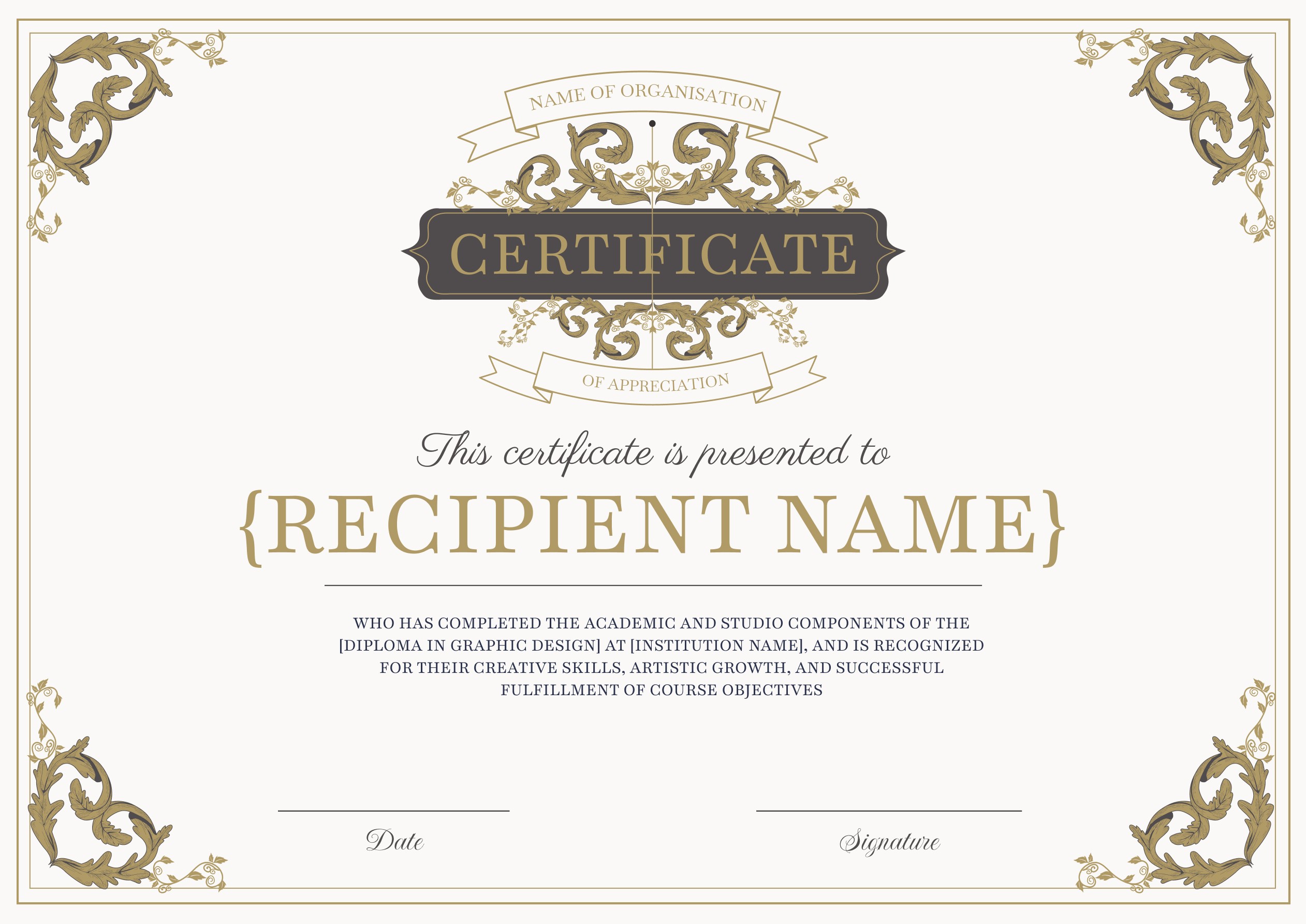 Wauld - Minimalistic and professional graduation certificate template