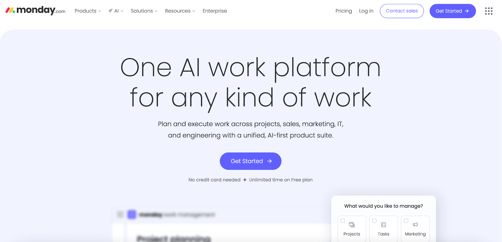 Monday website homepage