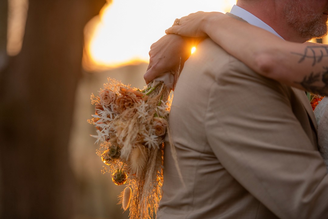 Young married couple at wedding venue