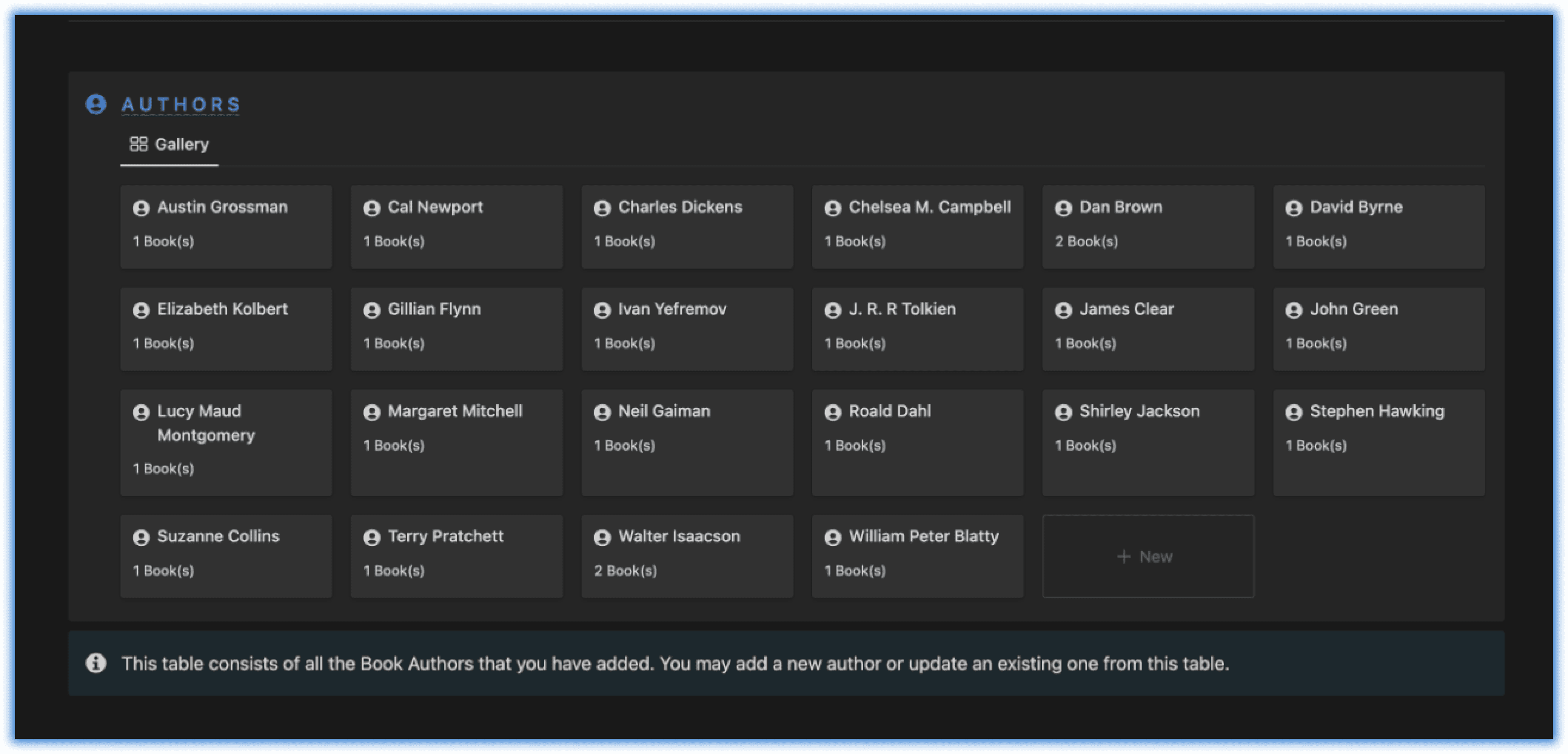 Track book authors using Notion