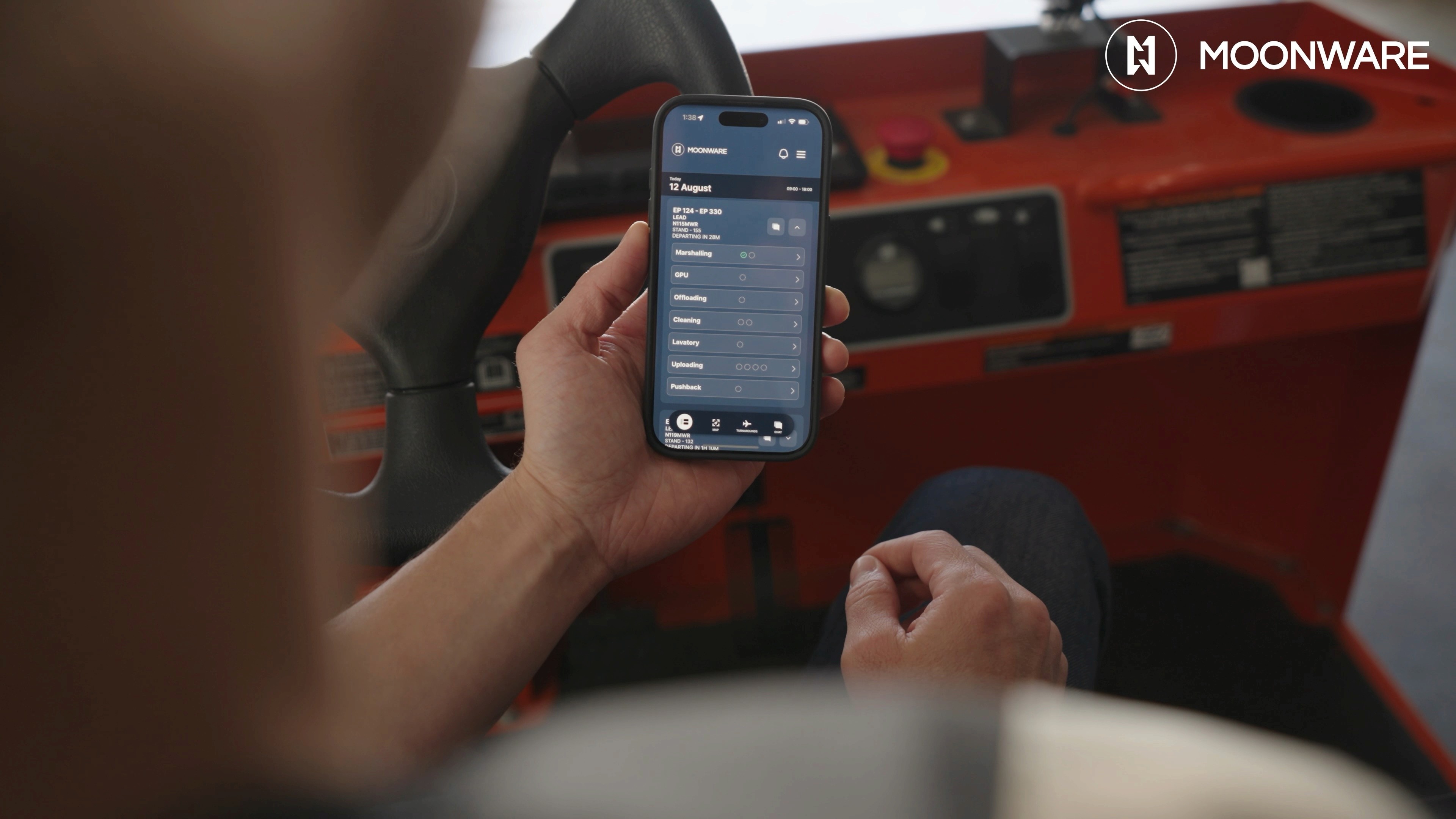 HALO in use on a mobile device, providing real-time operational visibility on the airside.