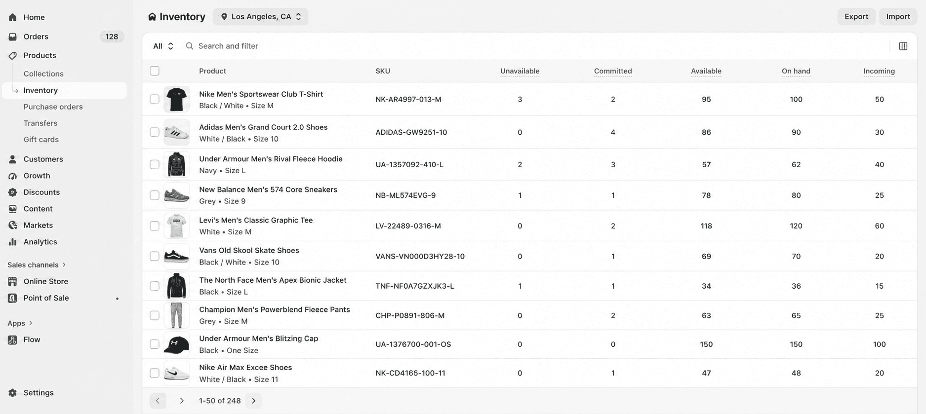 Review quantity of inventory in Shopify