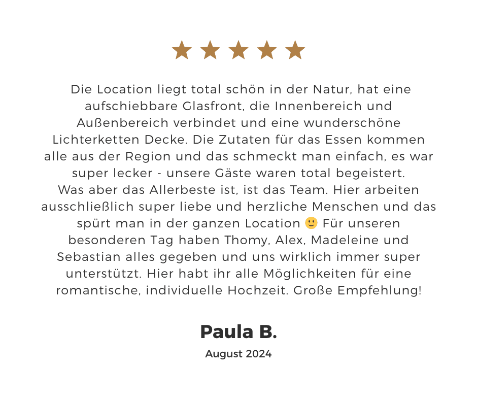 Testimonial kundenberwertung auf dem Hofgut Langenborn