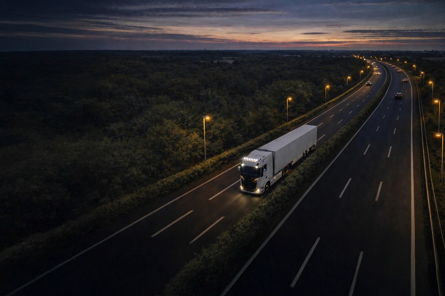 Hűtős fuvarozásra, áruszállításra alkalmas kamion fuvarozik