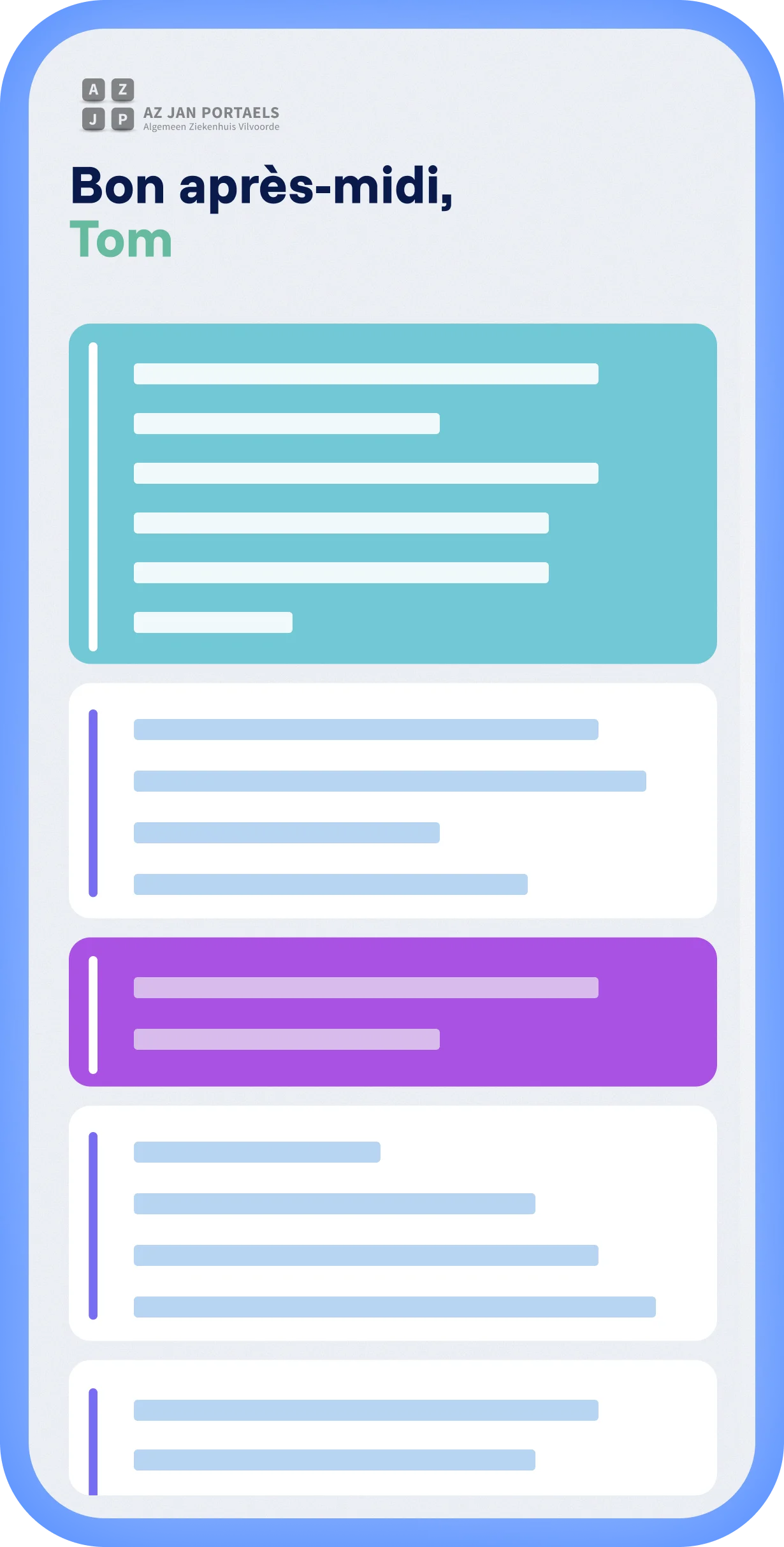 Spencer platform met lokale ervaring en eigen Mobix branding, gepersonaliseerde feed met artikelen en overzichtelijke layout