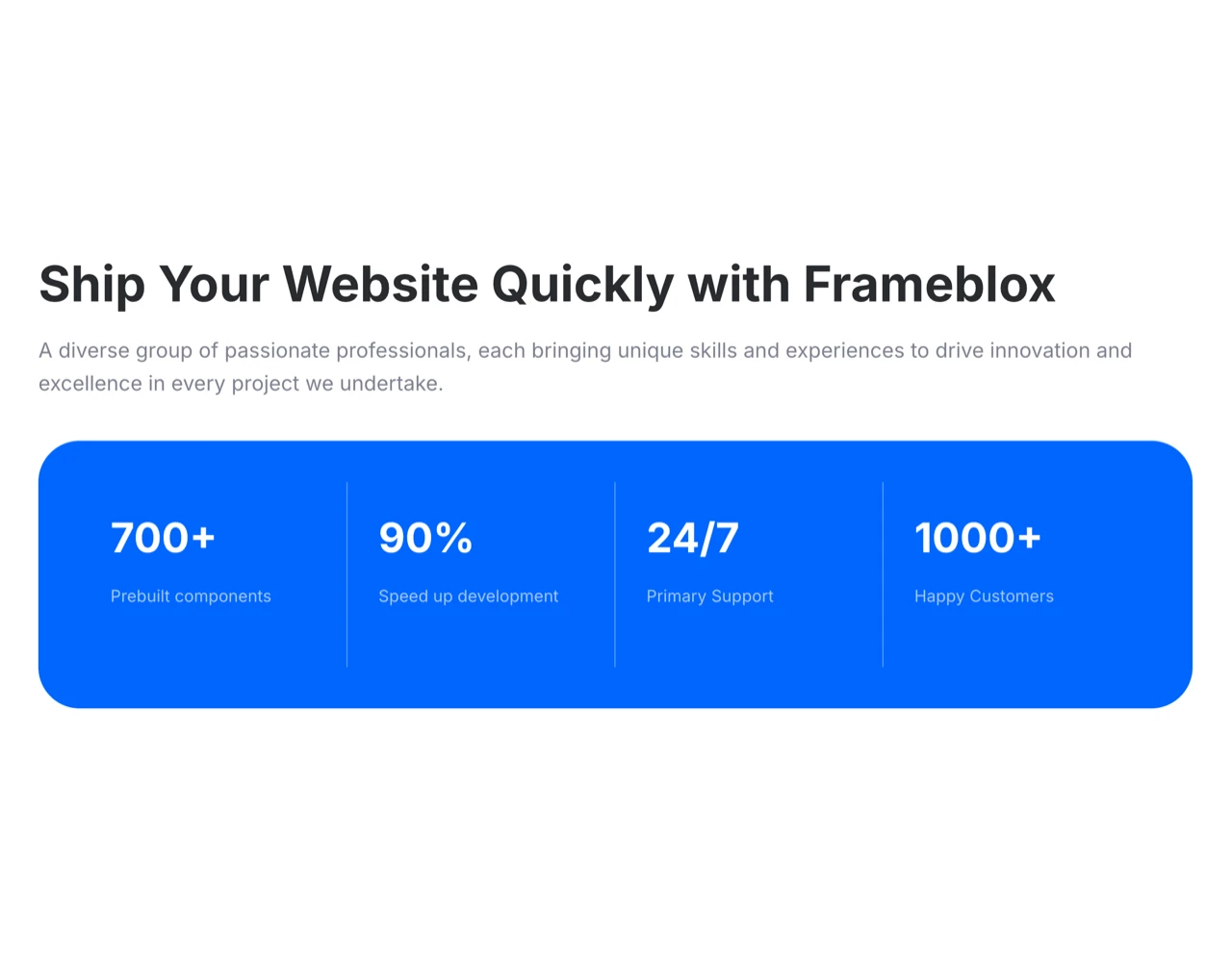 Framer Metrics Section - Frameblox UI