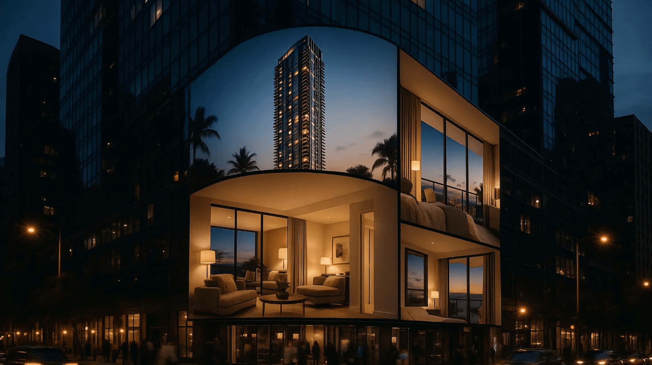 Everglow outdoor LED display showcasing a real estate development at high visibility