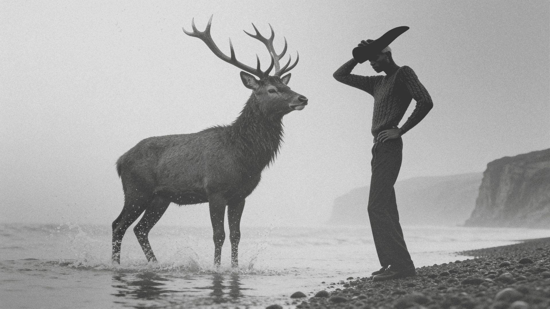 Monumental silhouette against volcanic void at Reynisfjara, Phase One XF IQ4 Achromatic resolution, Atmospheric Isolation, Environmental Fashion Campaign, Engineered by Aventi
