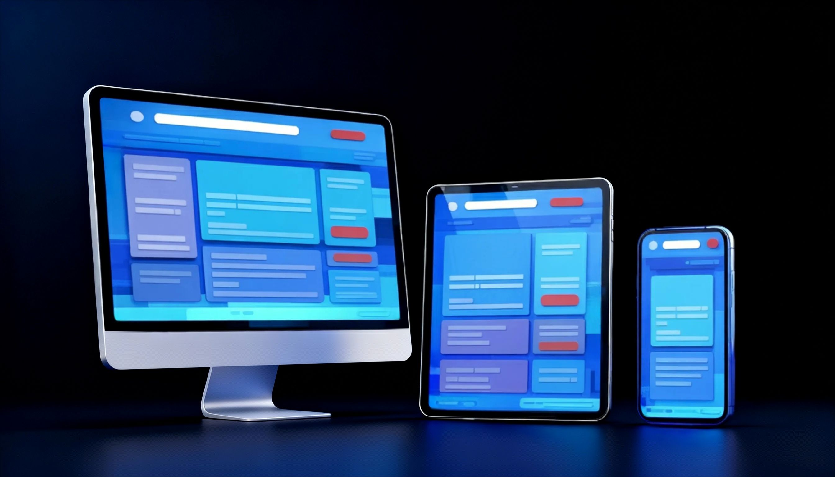 Multi screen layout demonstrating responsive web design