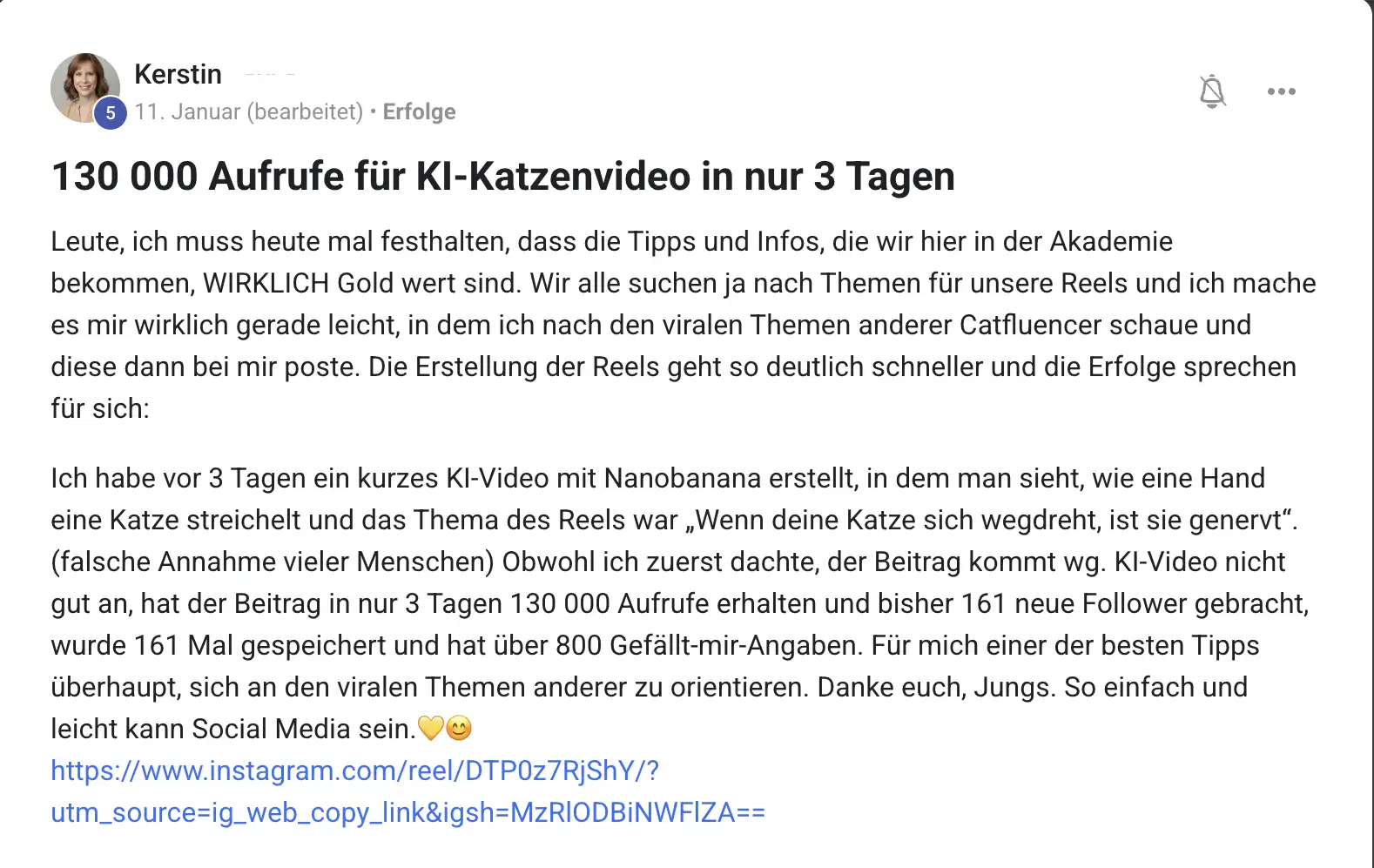 Erfolgsbericht KI Creator Akademie: Catfluencerin Kerstin erzielt mit KI-Katzenvideo 130.000 Aufrufe