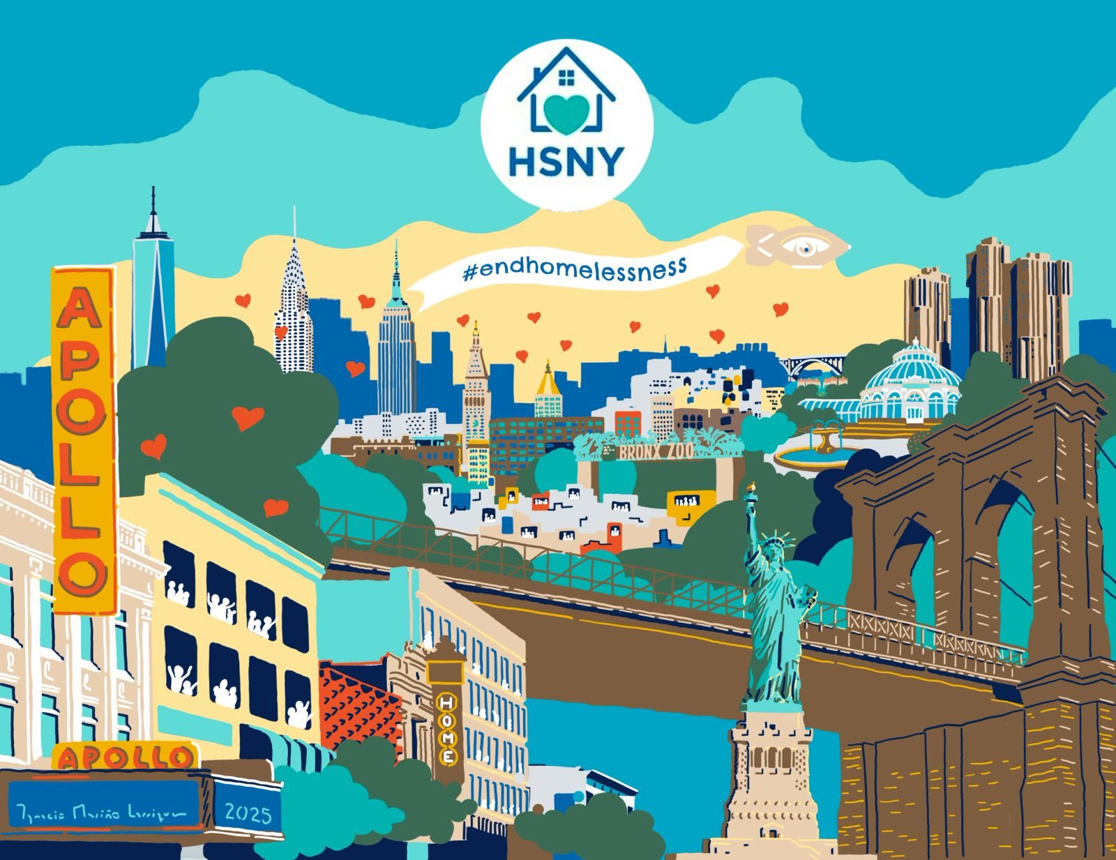 Illustrated HSNY New York City skyline artwork