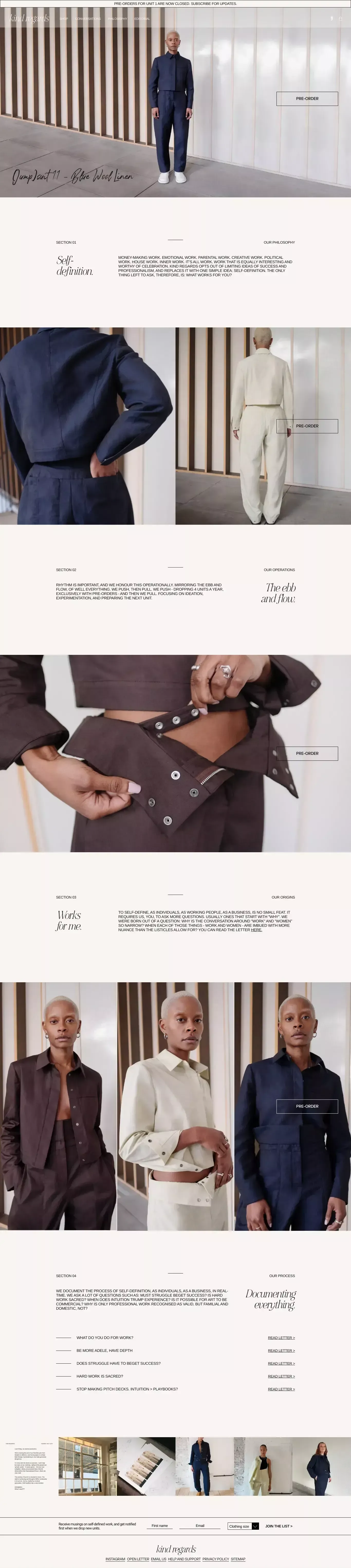 Kind Regards ecommerce page screenshot showcasing Fashion and Ecommerce design