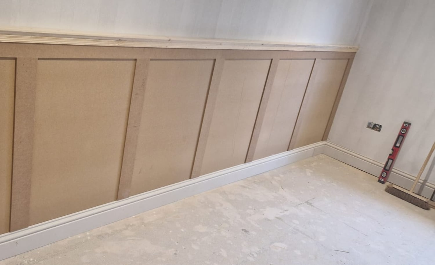 Wall panelling fitted in a hallway