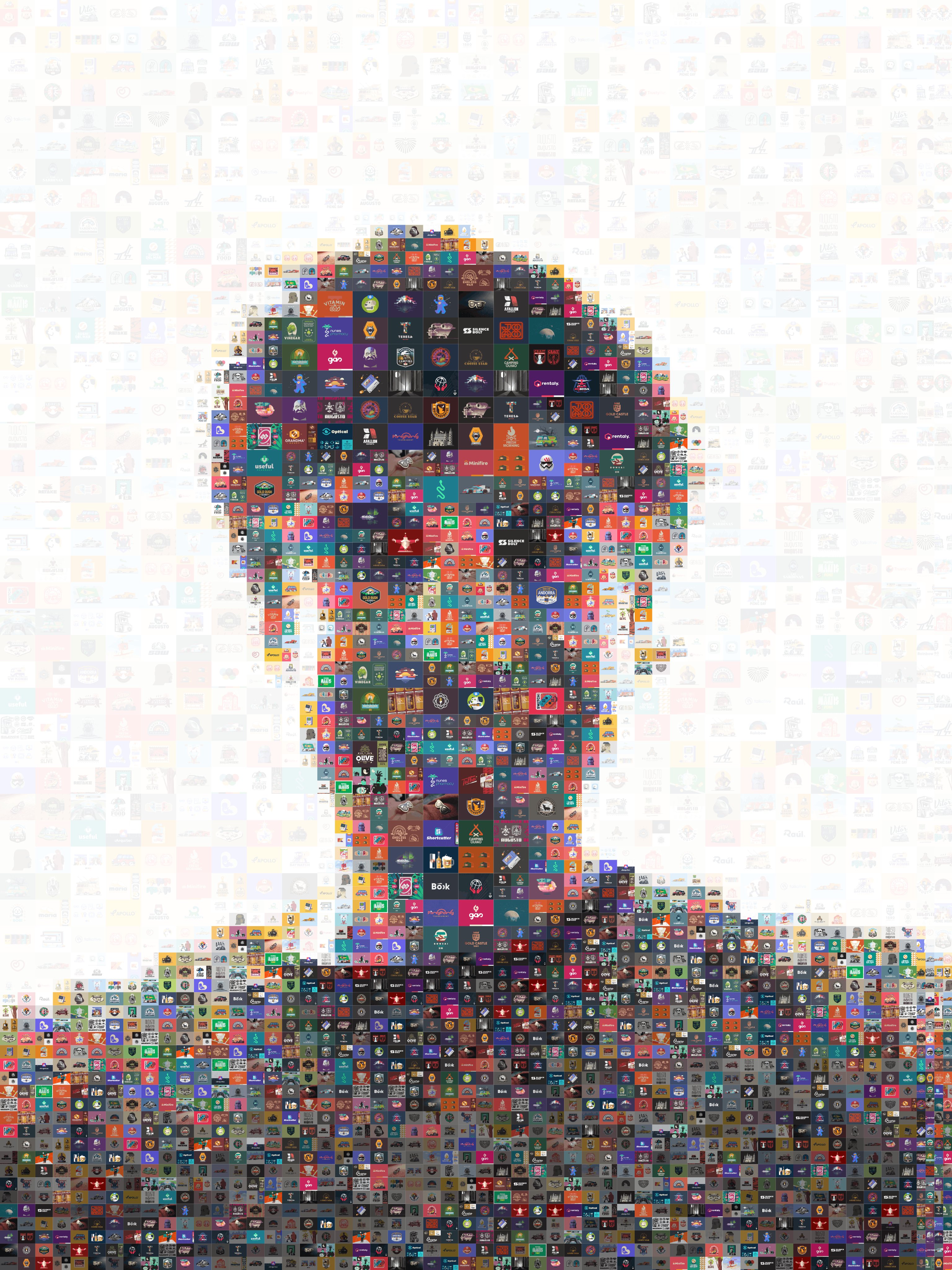 Vadim Carazan, portrait made of 2140 designs