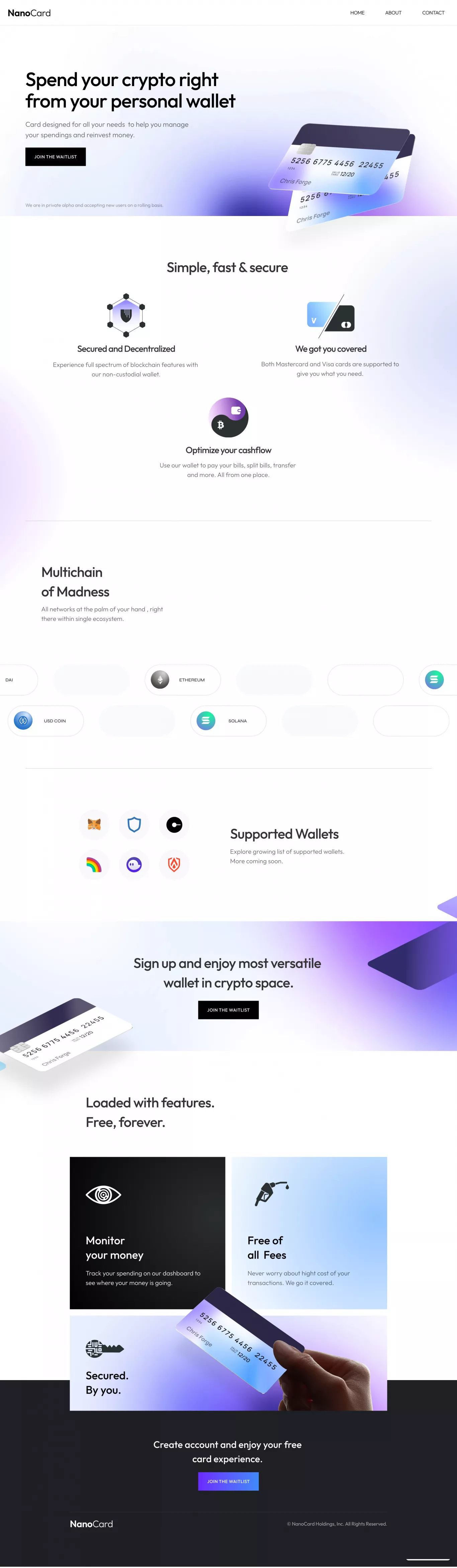 Template #1 landing page screenshot showcasing Design and Tech design