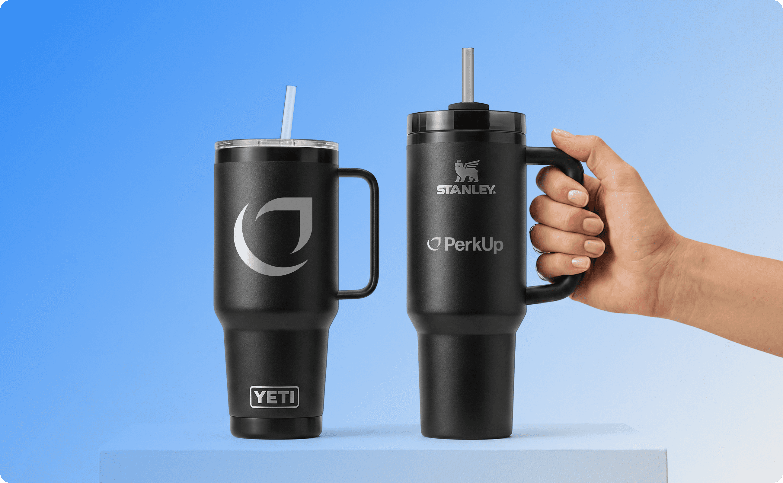 YETI and Stanley drinkware.