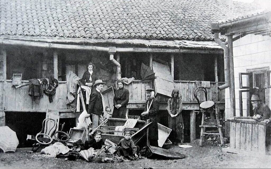 A Jewish family outside their home that was looted in the Kishinev riots