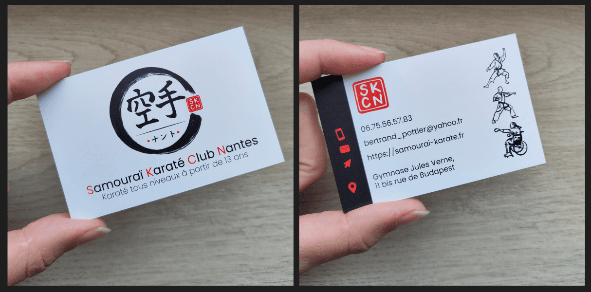 Cartes de visite recto/verso du club