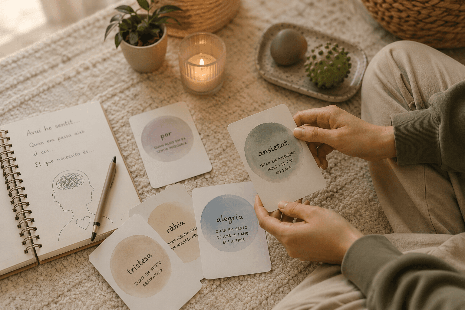 Materials i targetes emocionals utilitzats per treballar la regulació emocional.