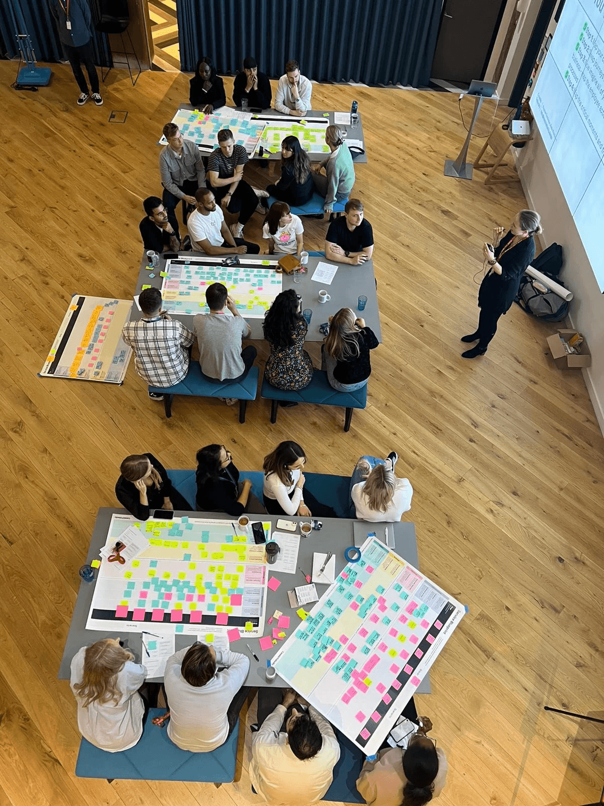 Training participants sat around tables