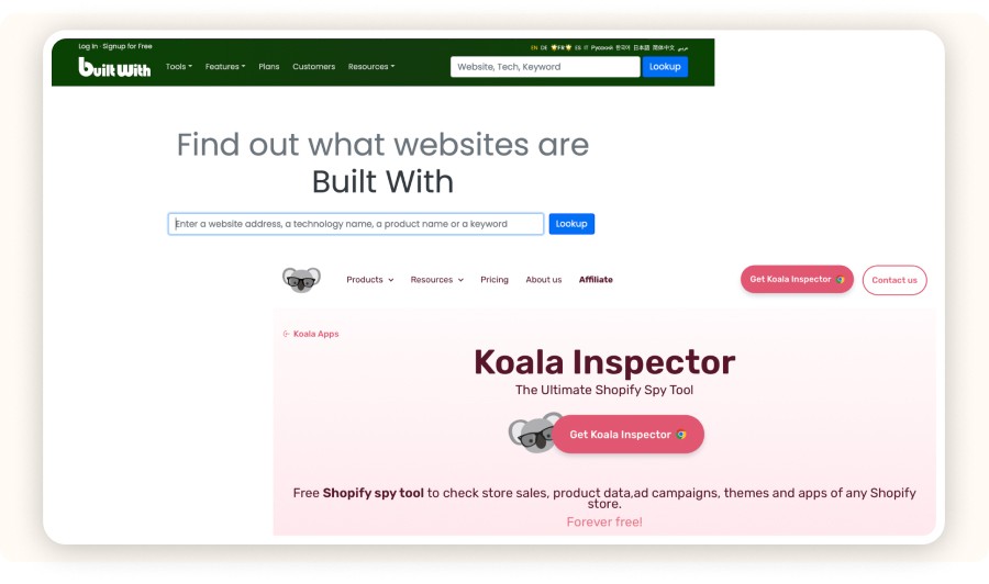 Store analysis Tools homepage