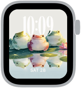 lilypad friends Apple Watch face preview 5 featuring watercolor and summer.