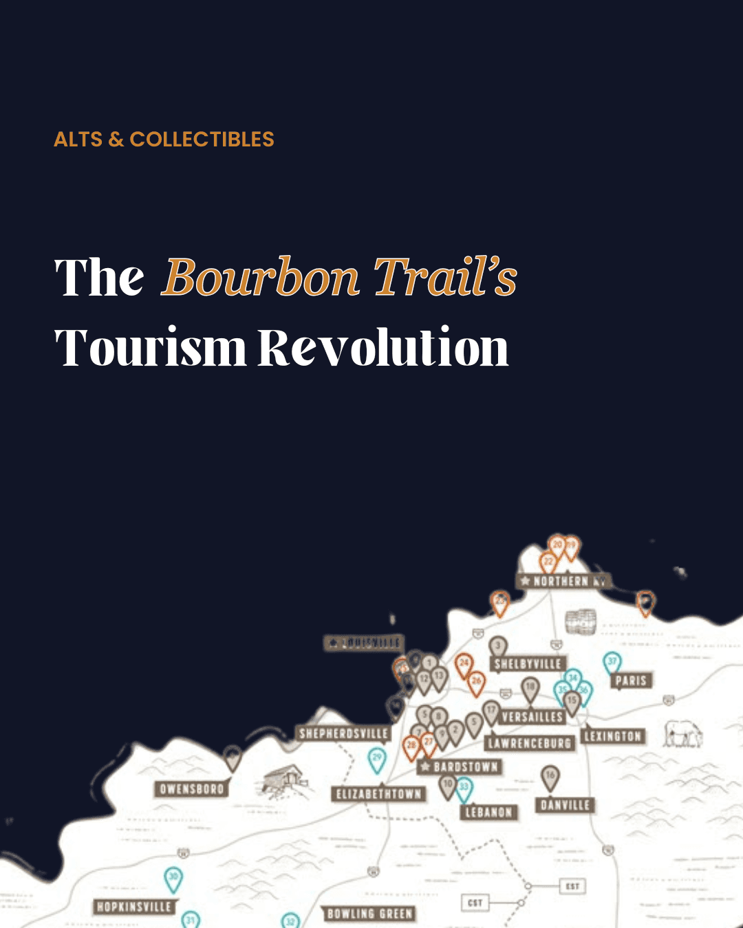 Cover with the Bourbon Trail's Map with the distilleries marked