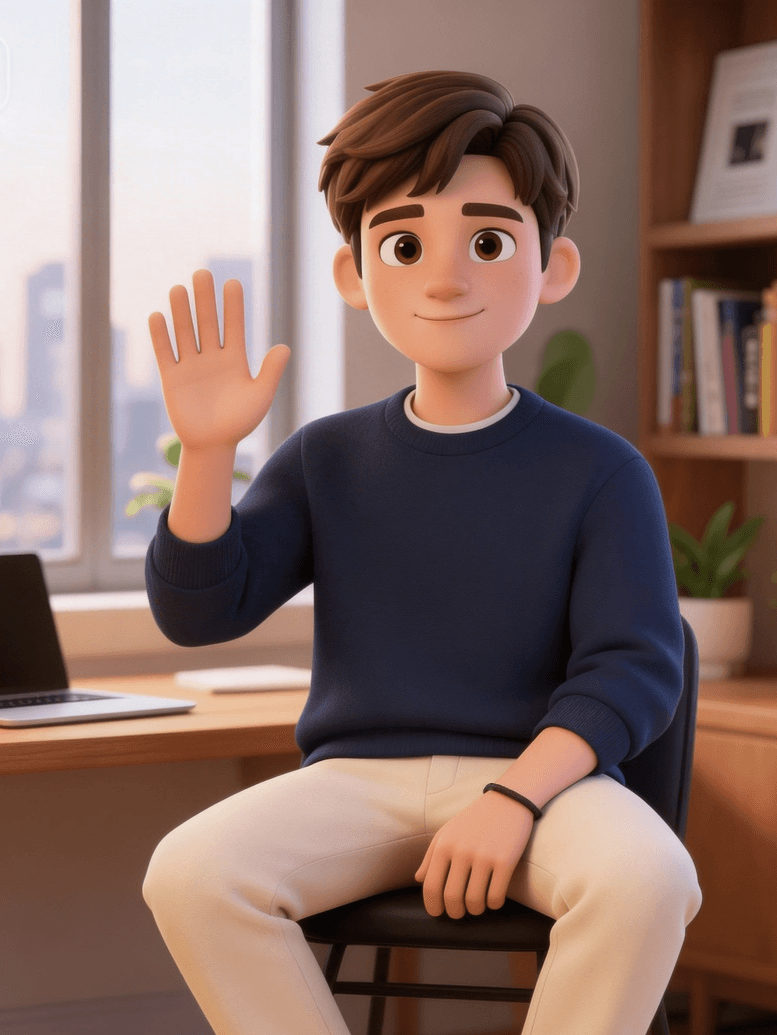 Portrait of portfolio creator – back view