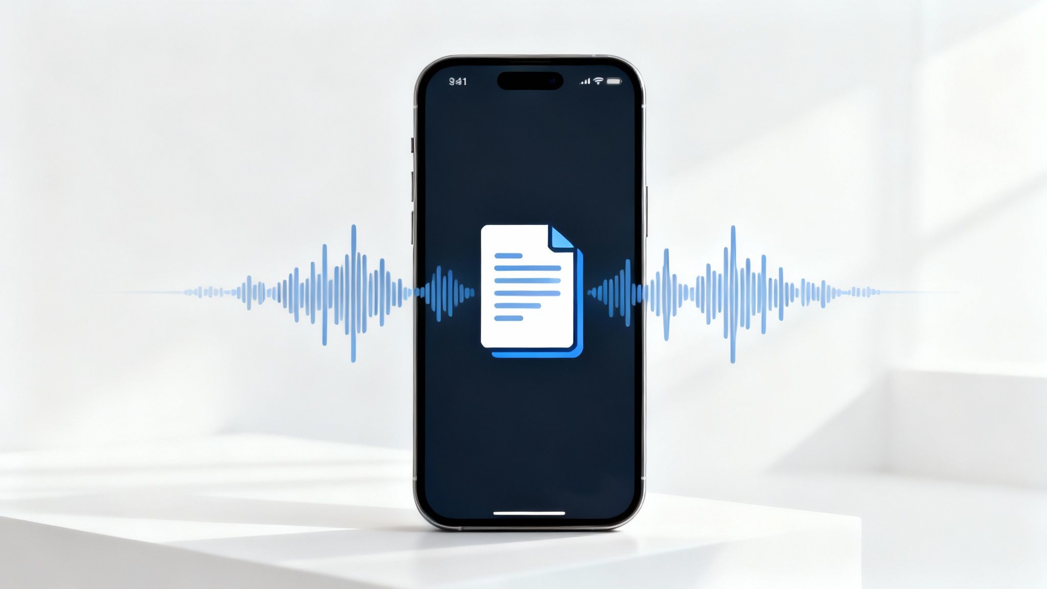 Speak4Me – An iPhone screen displays the Speak4Me app, showing a document being converted to audio with playback controls.