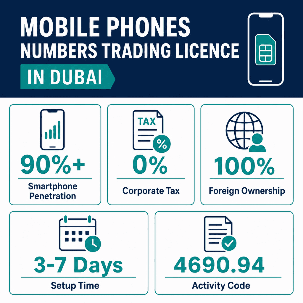 Infographic: Mobile Phones Numbers Trading License in Dubai
