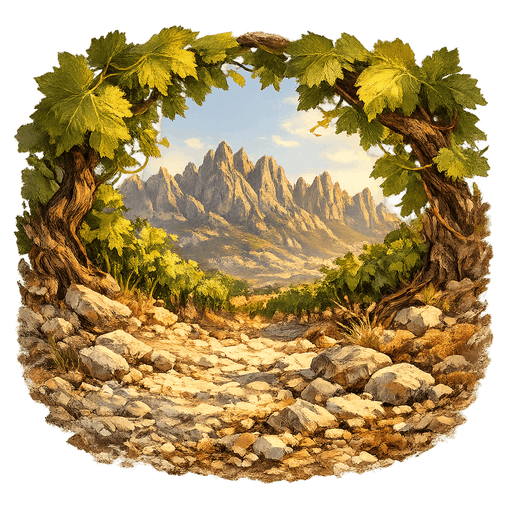 Detailed graphic of the Penedès wine region.