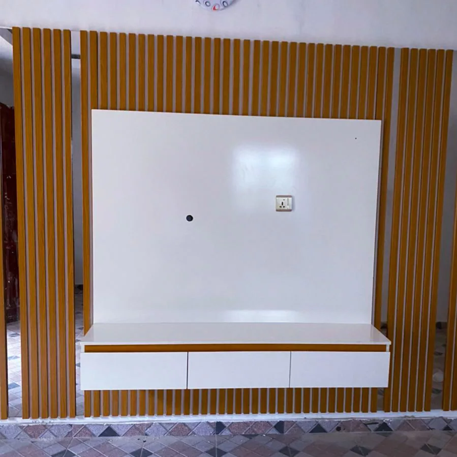 Custom TV console and mirror strips by Spyll
