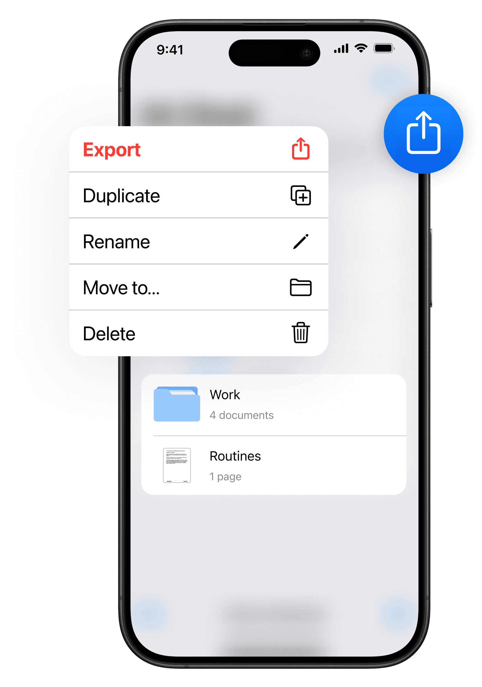 Share and export documents
