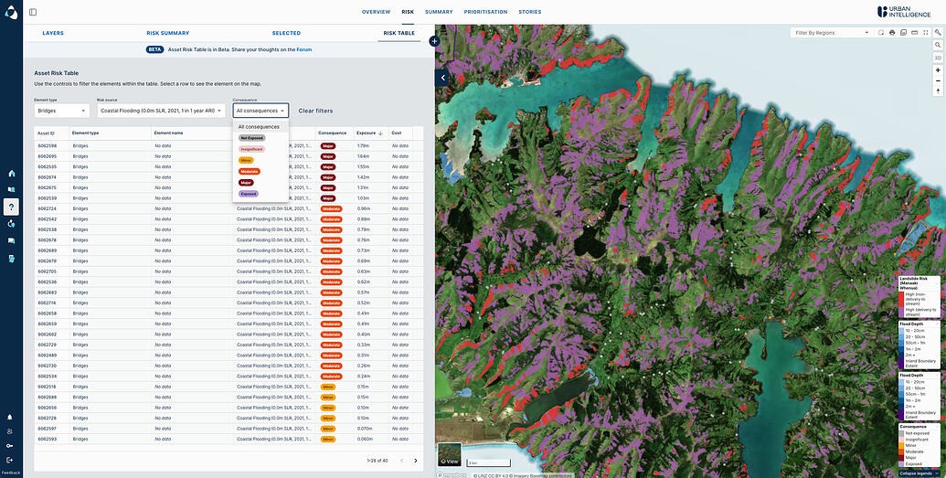 Asset Risk Table in Resilience Explorer®