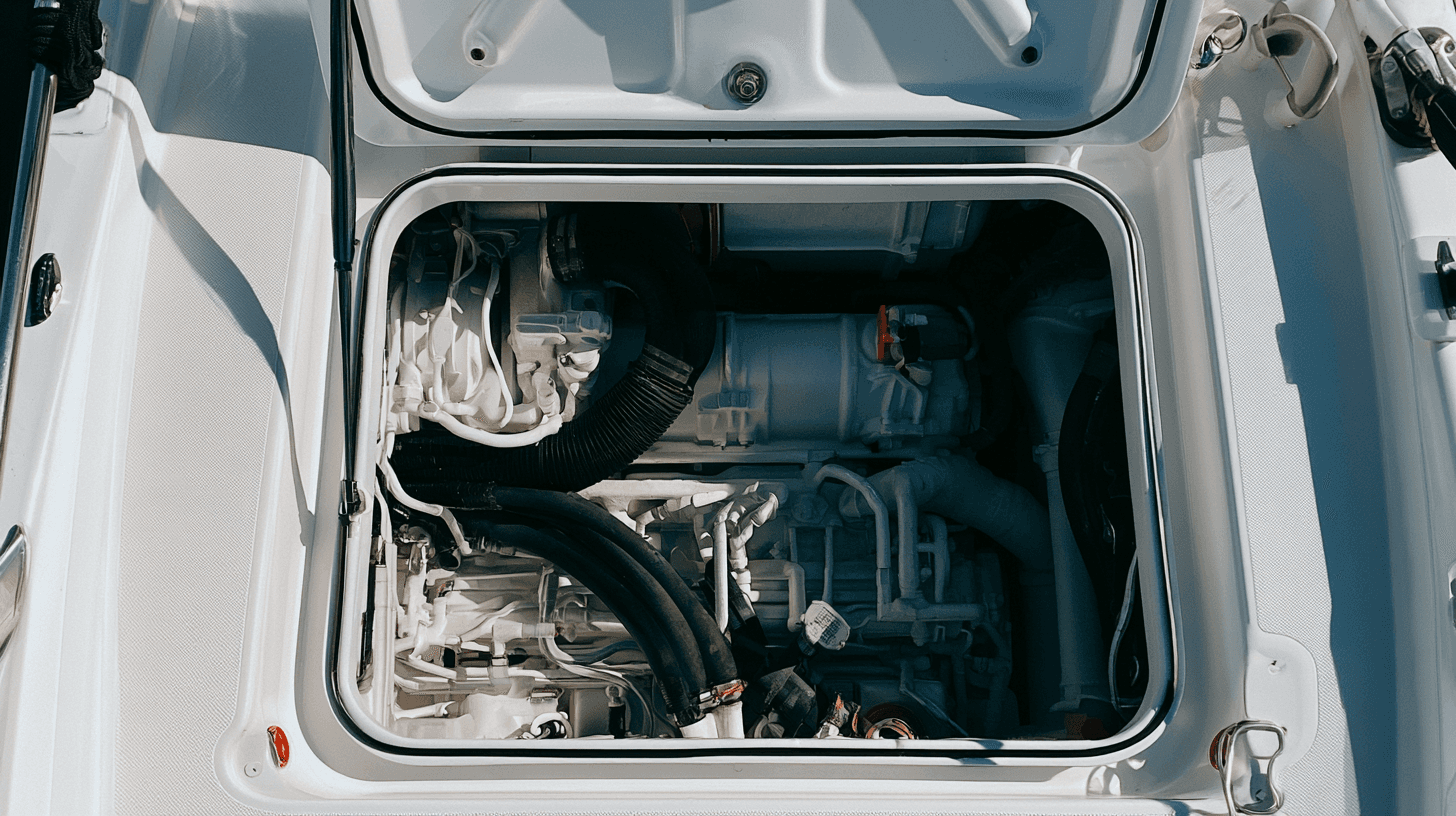 Engine room of a small motor yacht