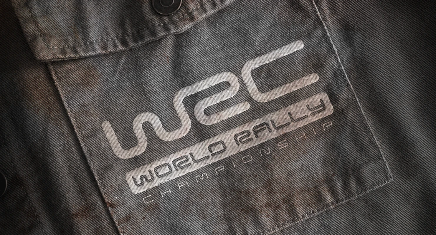 World Rally Championship logo embroidered in denim clothing