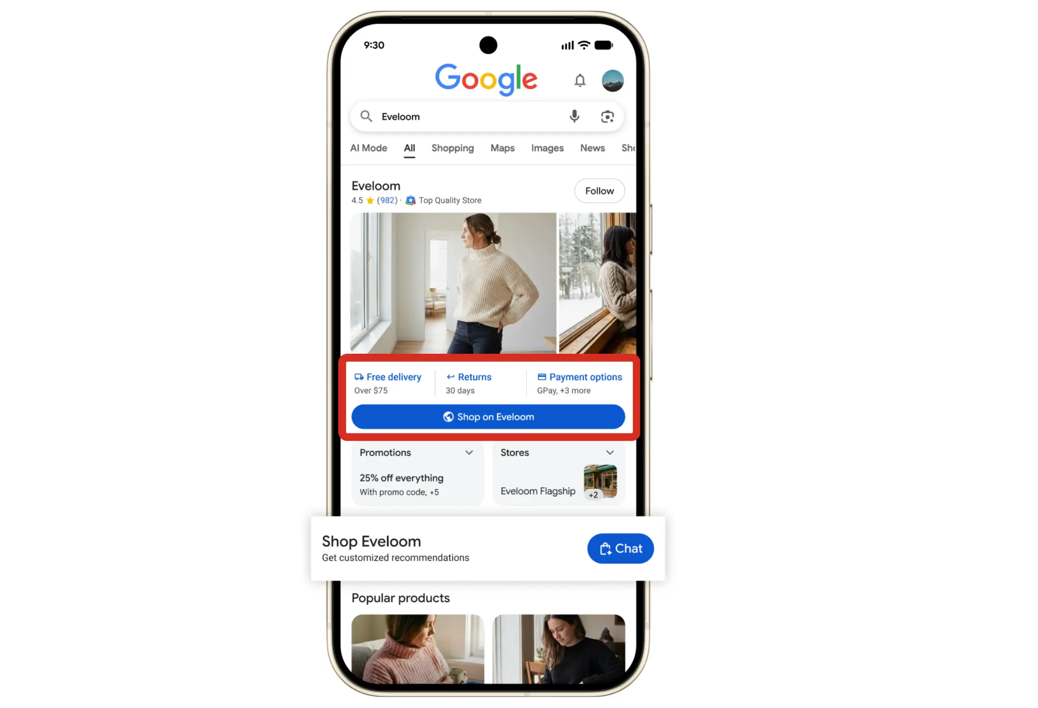 Google’s new Shop now and Chat feature for E-com businesses