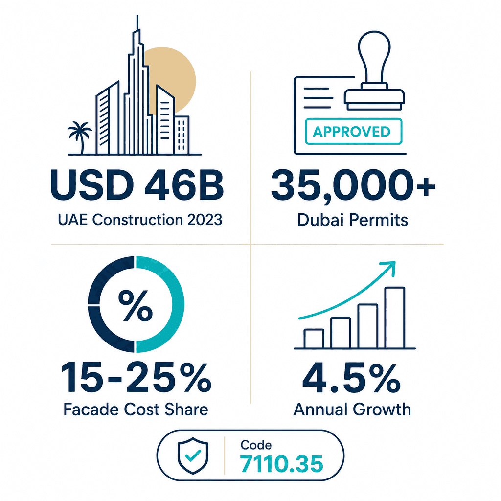 Infographic: Building Facades Cladding Engineering Design Business License in Dubai