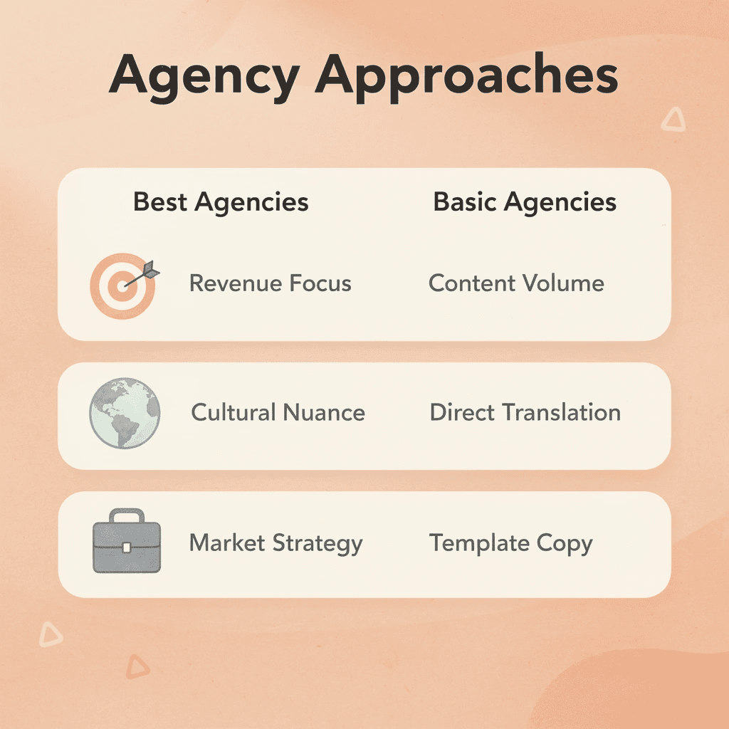 Comparison chart showing differences between best agencies and basic agencies - B2B SEO