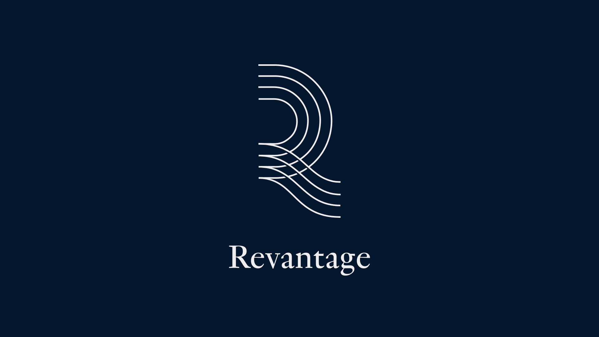 Animated logo reveal for Revantage with flowing line design symbolizing progress and connection