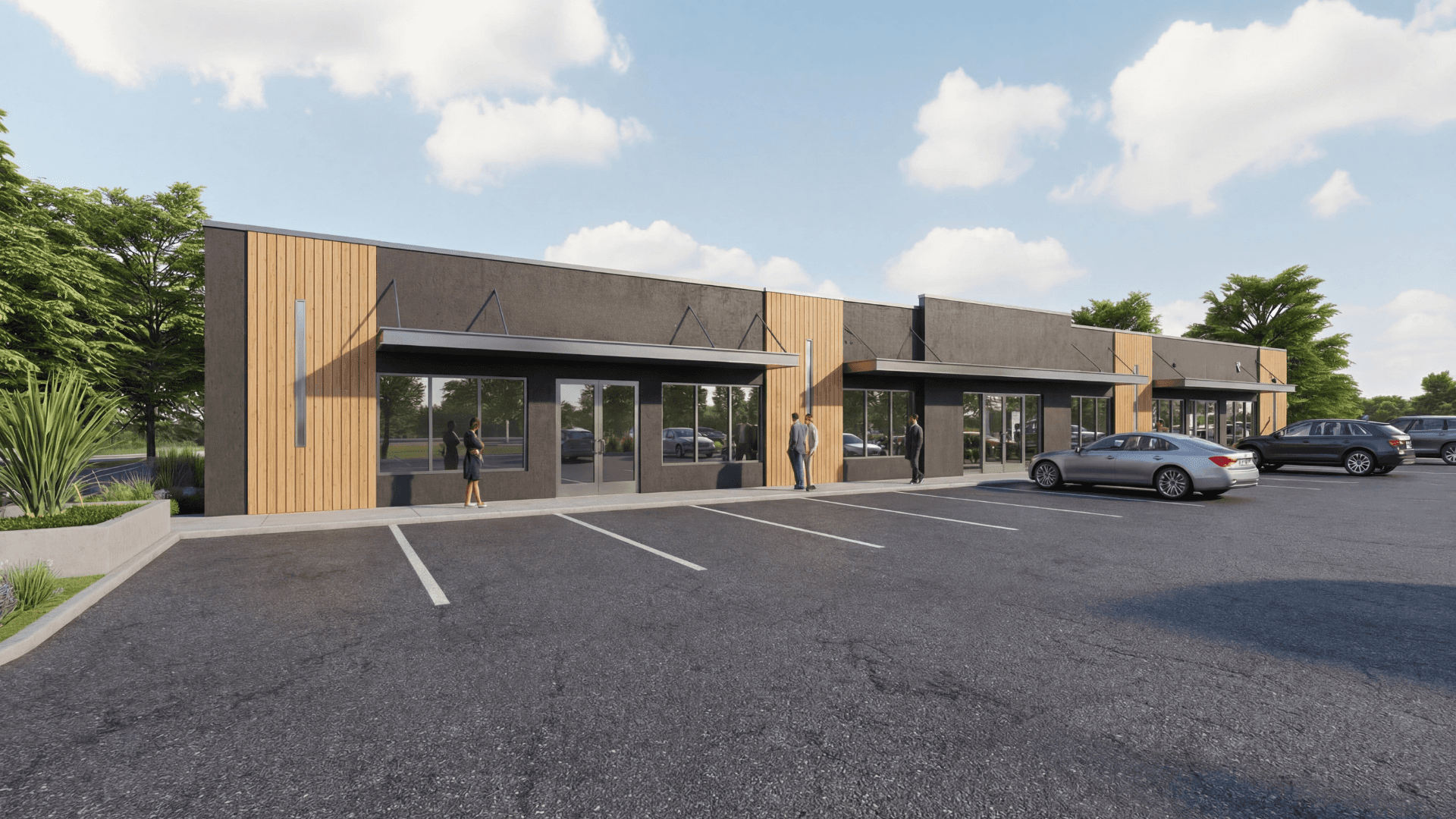 Front image of a strip mall