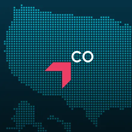 Map highlighting Colorado with a red arrow, representing GIA Group, LLC truck insurance coverage area.