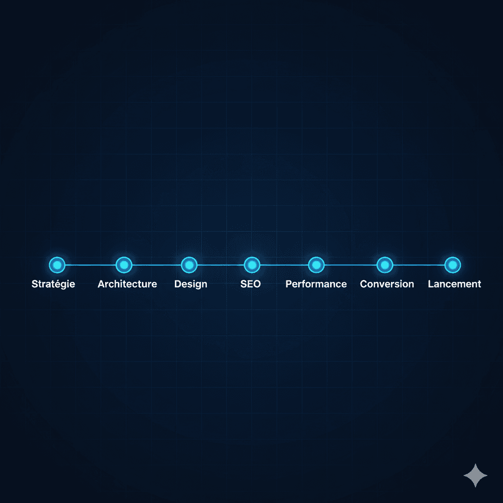 Modern infographic timeline showing 7 steps 