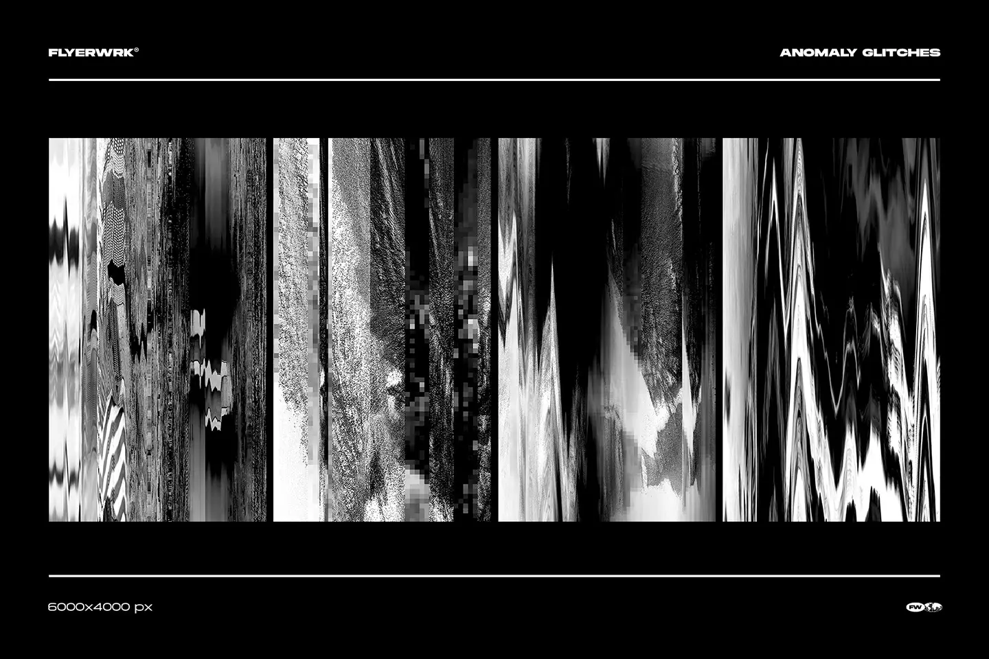 Anomaly digital glitch textures set with various vertical distortion patterns and high contrast abstract designs