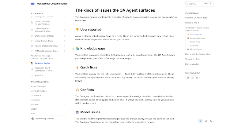 The kind of issues Wonderchat QA Agent surfaces