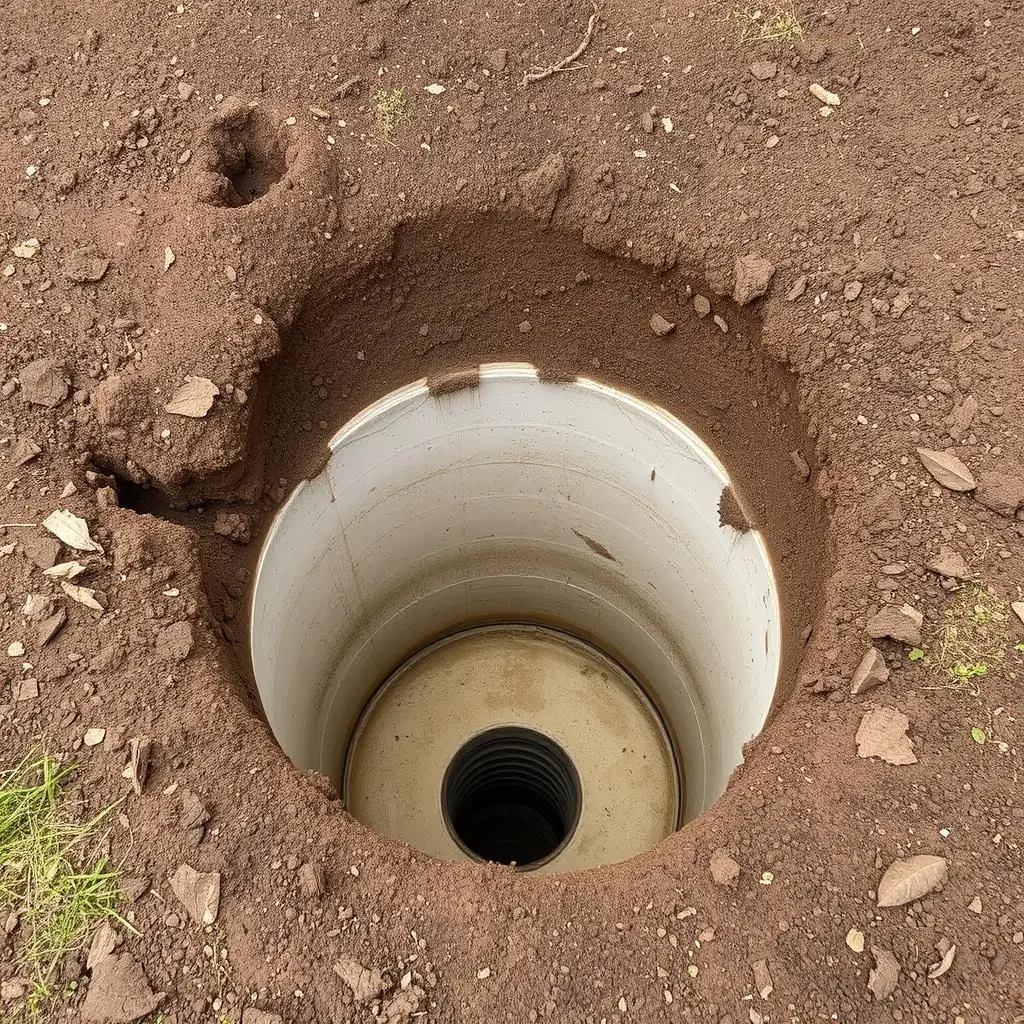 septic tank under soil.