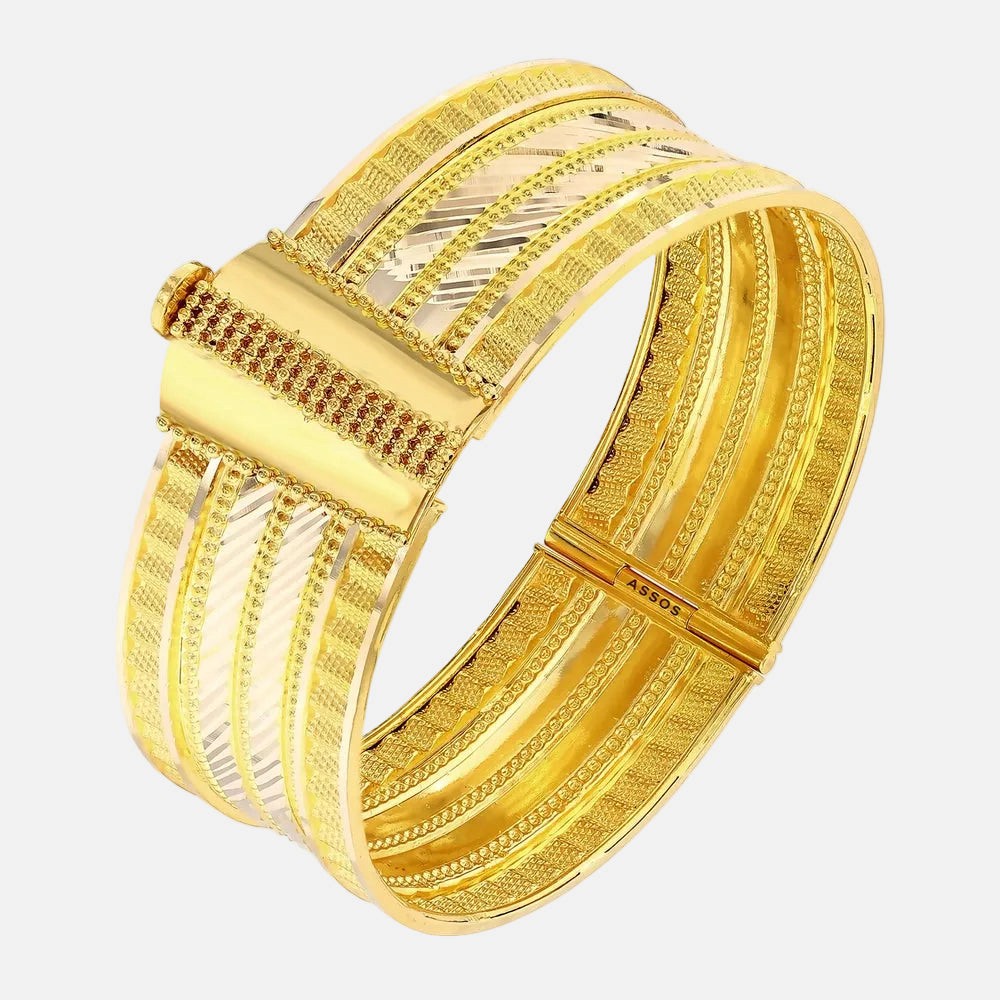 Assos Pırlanta 14 Ayar Altın Şık Tasarım Kelepçe Bilezik