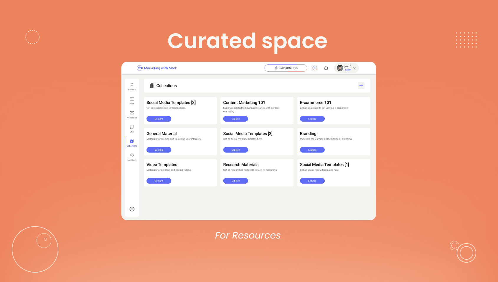 Important resources curated in collections, a feature within a creator community built using Wylo.