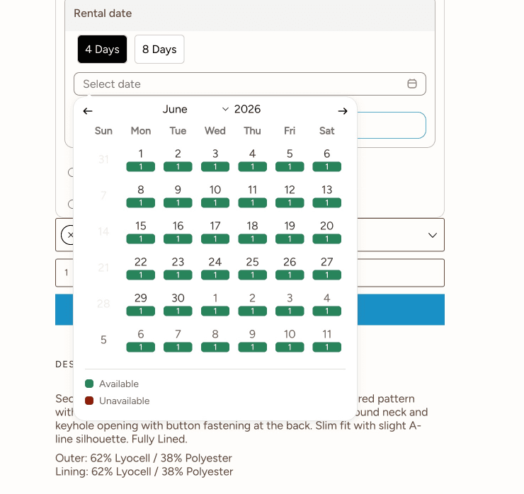Show Rental Availability Stock on Calendar - Product Rental Display on Shopify Tutorial