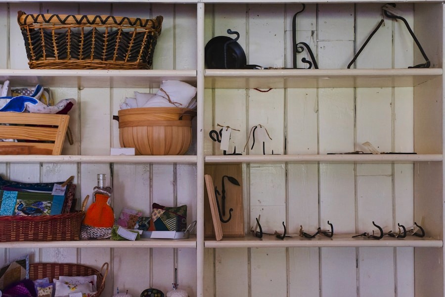 Shelf with organized items